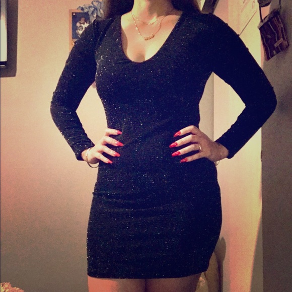 little black glitter dress